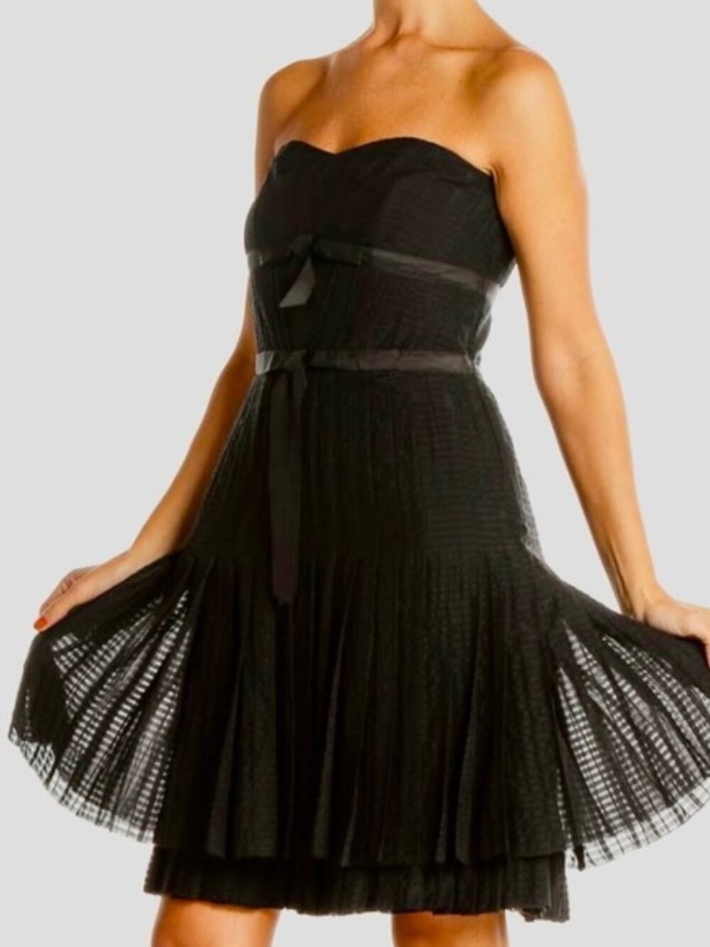 Marc Jacobs Black Silk Semi Formal Fit Flare Sleeveless Midi Little Dress Sz 0